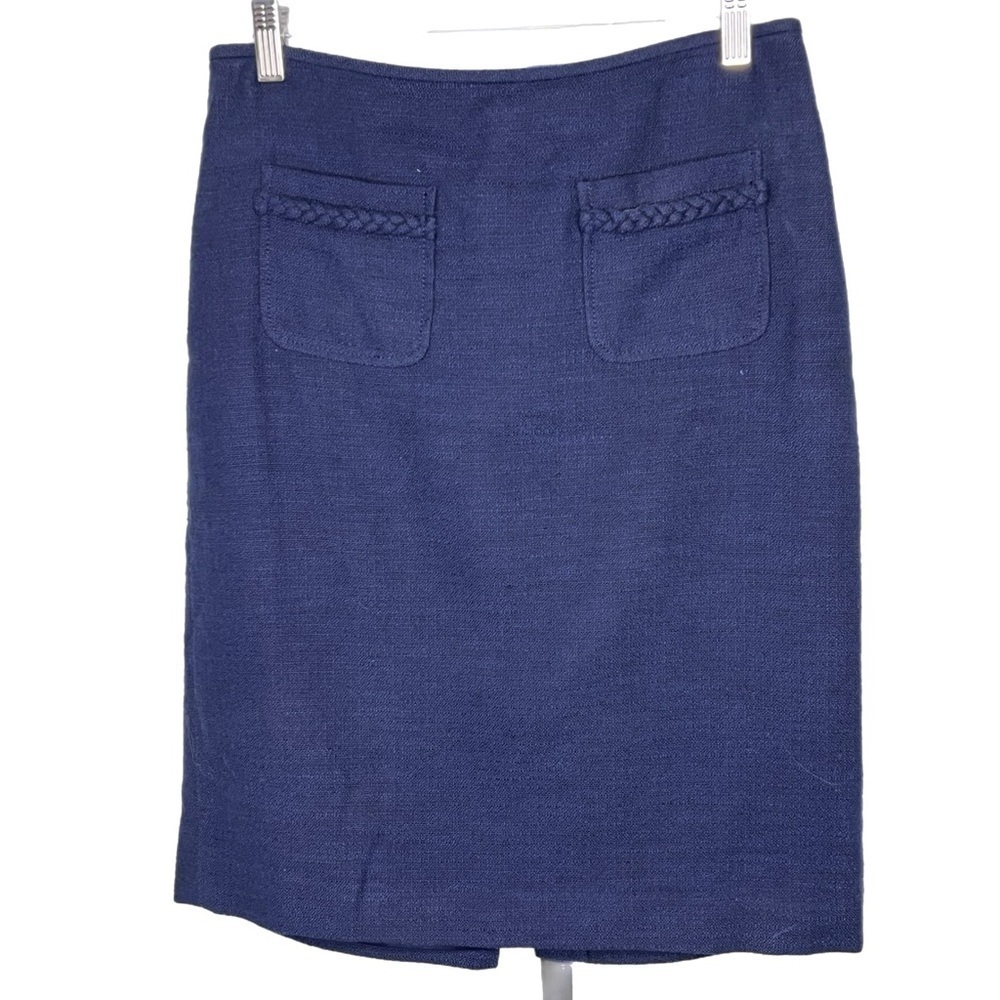 Talbots Lined Linen Blend Navy Skirt, size 4